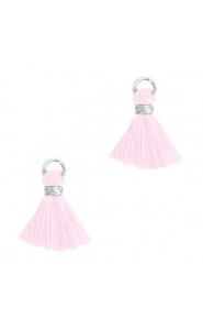 Mini Tassel 1.2cm - Silver-country pink